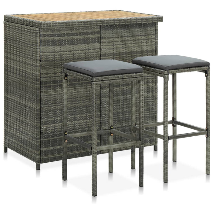 Set de bar, 3 piese, gri, poliratan - WALTI WALTI