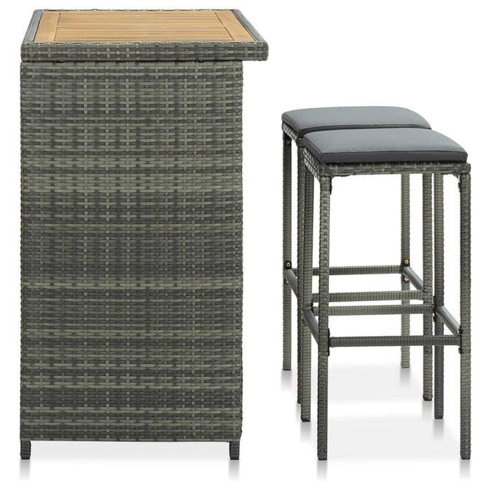 Set de bar, 3 piese, gri, poliratan - WALTI WALTI