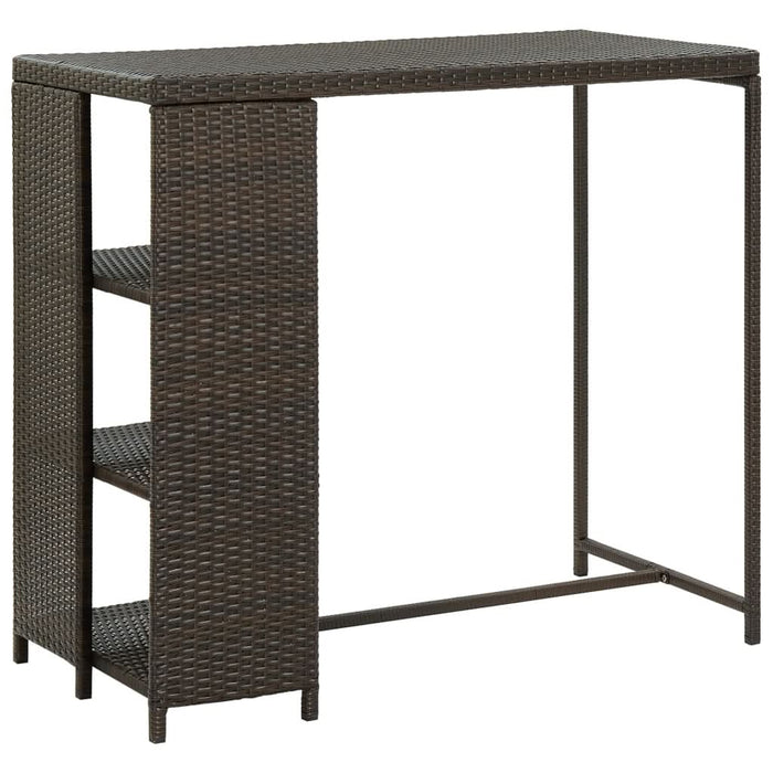 Masă de bar cu raft depozitare, maro, 120x60x110 cm, poliratan - WALTI WALTI