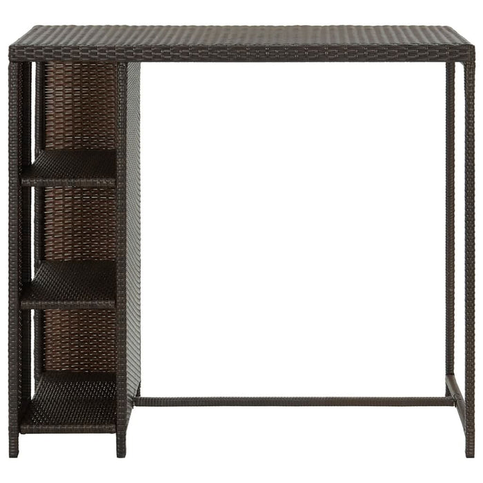 Masă de bar cu raft depozitare, maro, 120x60x110 cm, poliratan - WALTI WALTI