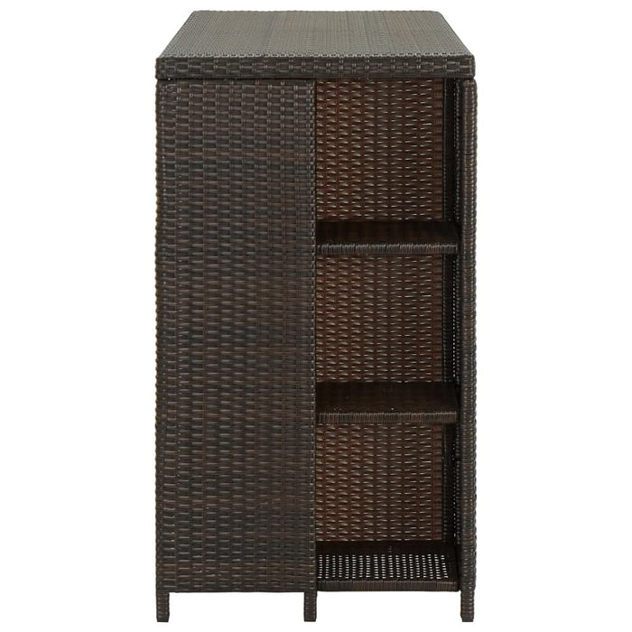 Masă de bar cu raft depozitare, maro, 120x60x110 cm, poliratan - WALTI WALTI