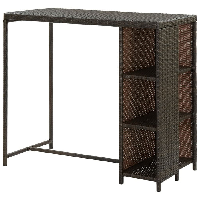 Masă de bar cu raft depozitare, maro, 120x60x110 cm, poliratan - WALTI WALTI