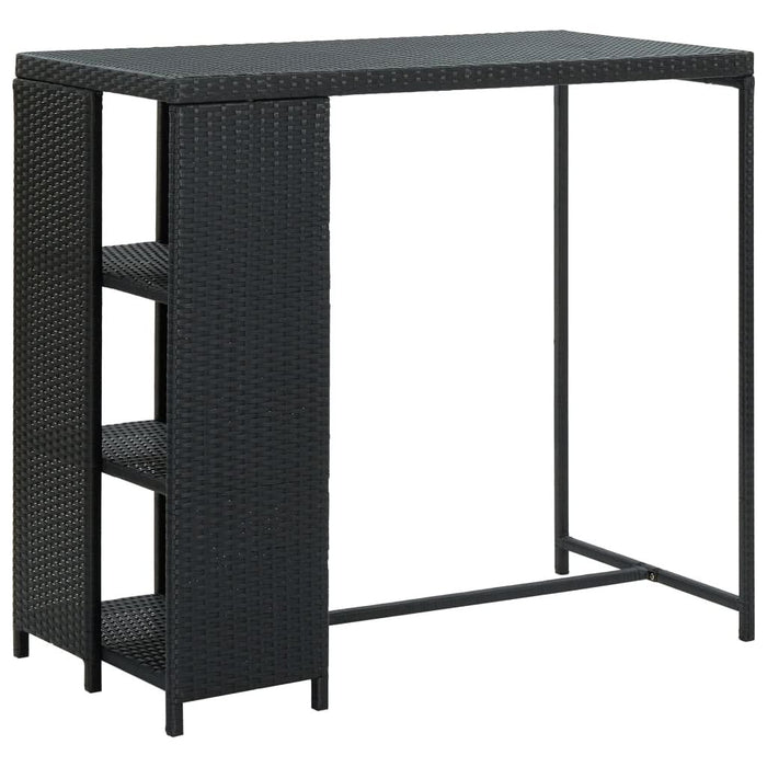 Masă de bar cu raft depozitare, negru, 120x60x110 cm, poliratan - WALTI WALTI
