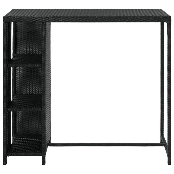 Masă de bar cu raft depozitare, negru, 120x60x110 cm, poliratan - WALTI WALTI