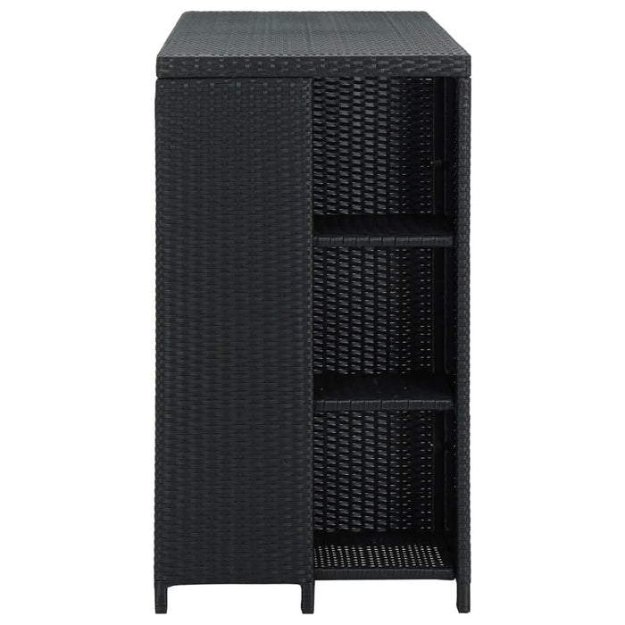 Masă de bar cu raft depozitare, negru, 120x60x110 cm, poliratan - WALTI WALTI