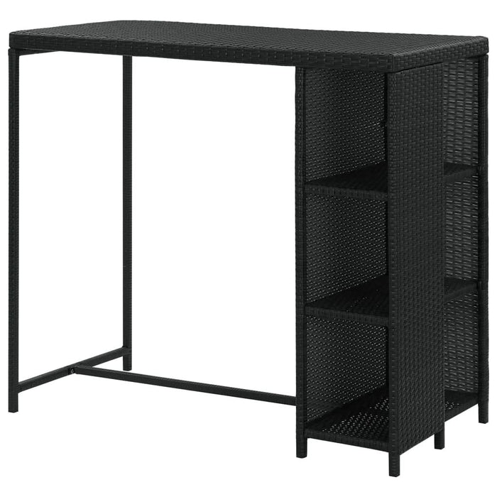 Masă de bar cu raft depozitare, negru, 120x60x110 cm, poliratan - WALTI WALTI