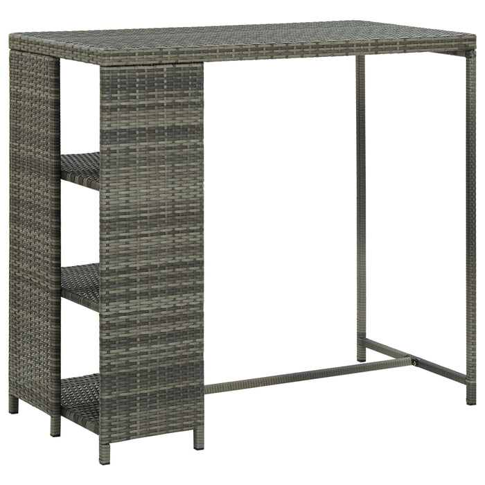 Masă de bar cu raft de depozitare, gri 120x60x110 cm, poliratan - WALTI WALTI