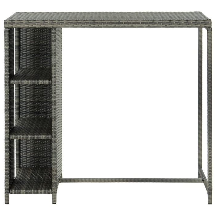 Masă de bar cu raft de depozitare, gri 120x60x110 cm, poliratan - WALTI WALTI
