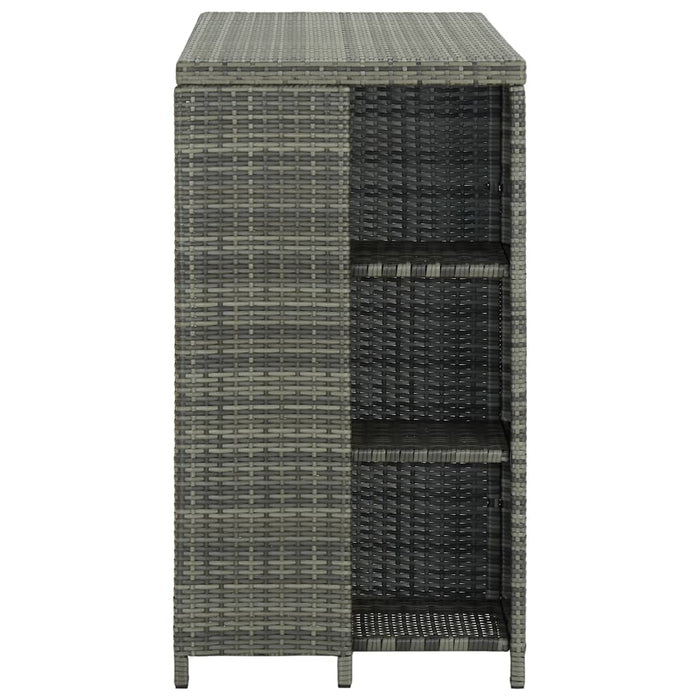 Masă de bar cu raft de depozitare, gri 120x60x110 cm, poliratan - WALTI WALTI