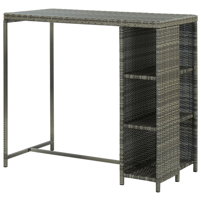 Masă de bar cu raft de depozitare, gri 120x60x110 cm, poliratan - WALTI WALTI
