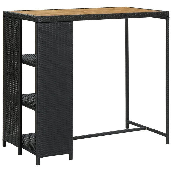 Masă de bar cu raft de depozitare negru 120x60x110 cm poliratan - WALTI WALTI