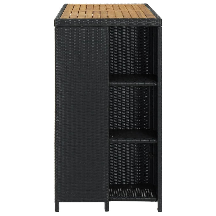 Masă de bar cu raft de depozitare negru 120x60x110 cm poliratan - WALTI WALTI