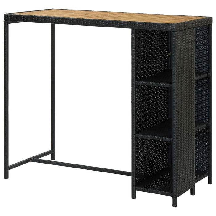 Masă de bar cu raft de depozitare negru 120x60x110 cm poliratan - WALTI WALTI