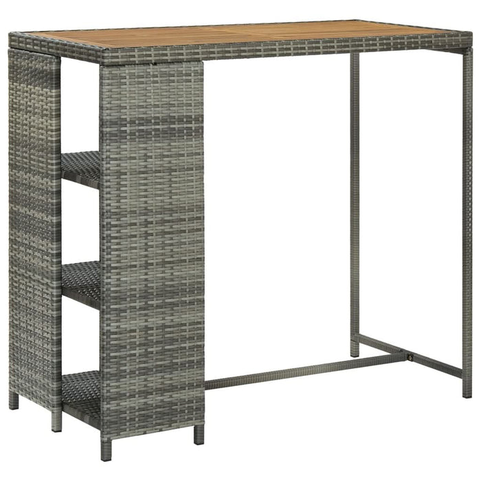 Masă de bar cu raft de depozitare, gri 120x60x110 cm, poliratan - WALTI WALTI