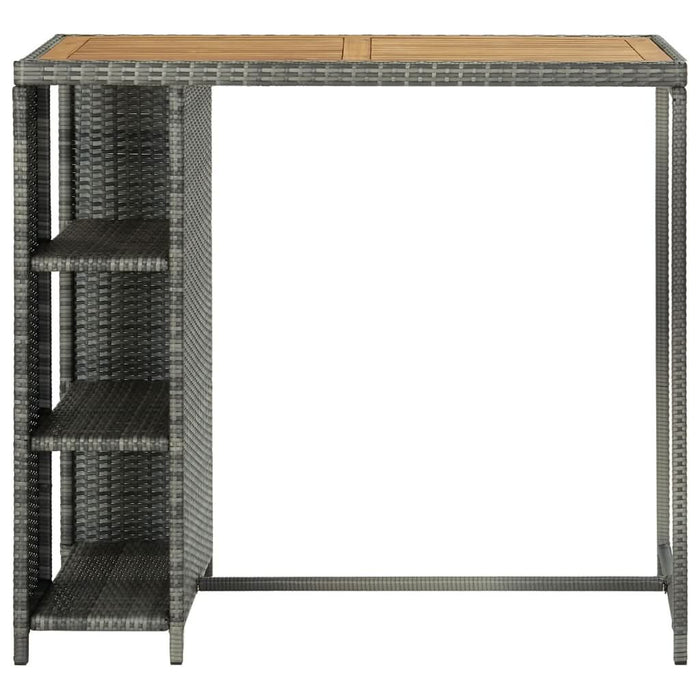 Masă de bar cu raft de depozitare, gri 120x60x110 cm, poliratan - WALTI WALTI