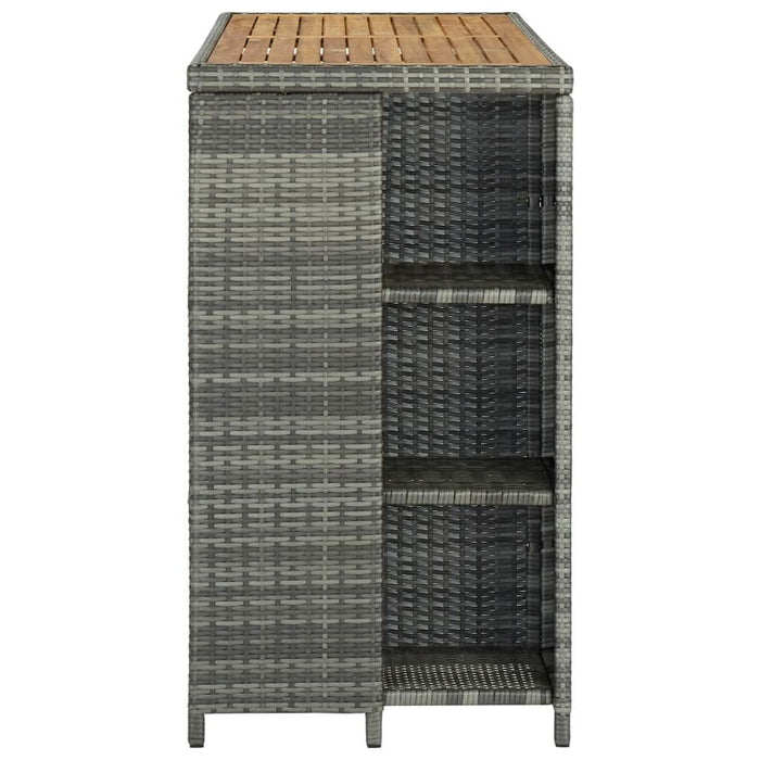 Masă de bar cu raft de depozitare, gri 120x60x110 cm, poliratan - WALTI WALTI