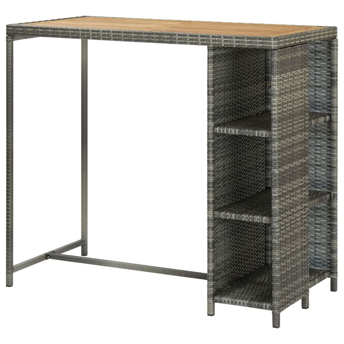 Masă de bar cu raft de depozitare, gri 120x60x110 cm, poliratan - WALTI WALTI