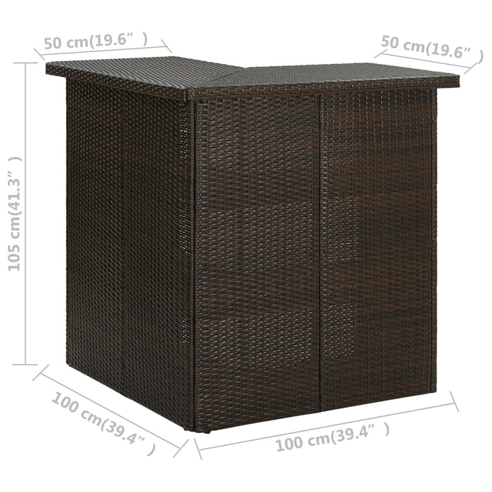 Masă de bar colțar, maro, 100 x 50 x 105 cm, poliratan - WALTI WALTI