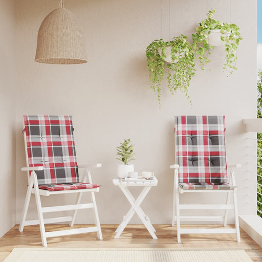 Perne scaun spătar înalt 2 buc. roșu carouri 120x50x3 cm textil - WALTI WALTI