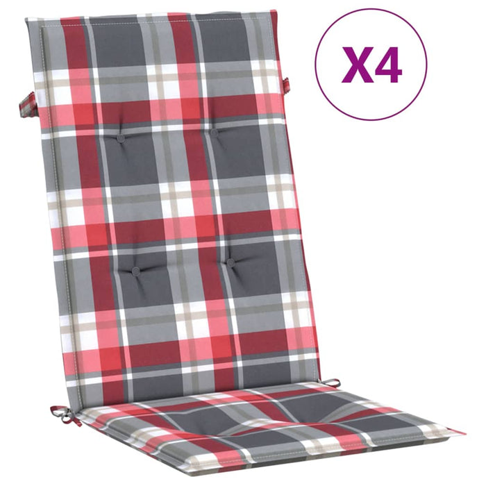 Perne scaun spătar înalt 4 buc. roșu carouri 120x50x3 cm textil - WALTI WALTI
