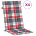 Perne scaun spătar înalt 4 buc. roșu carouri 120x50x3 cm textil - WALTI WALTI
