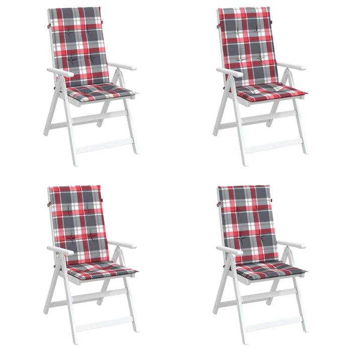 Perne scaun spătar înalt 4 buc. roșu carouri 120x50x3 cm textil - WALTI WALTI