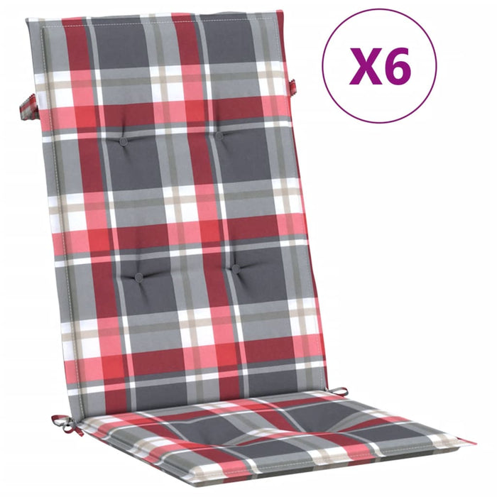Perne scaun spătar înalt 6 buc. roșu carouri 120x50x3 cm textil - WALTI WALTI
