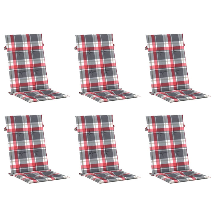 Perne scaun spătar înalt 6 buc. roșu carouri 120x50x3 cm textil - WALTI WALTI