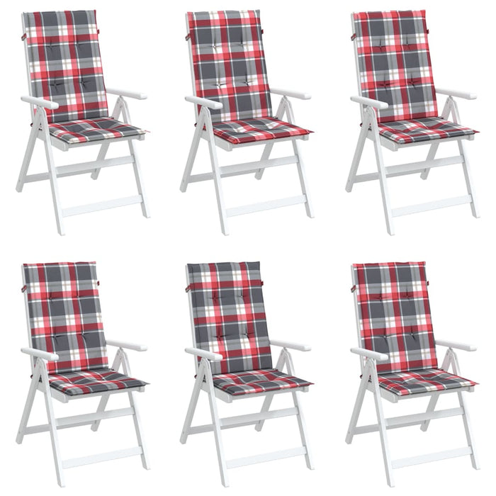 Perne scaun spătar înalt 6 buc. roșu carouri 120x50x3 cm textil - WALTI WALTI