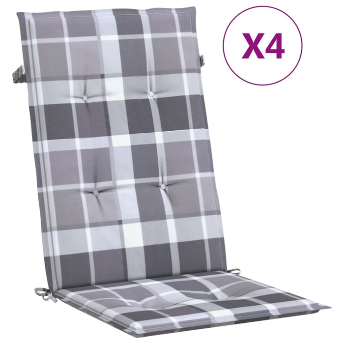 Perne scaun spătar înalt, 4 buc. gri carouri 120x50x3 cm textil - WALTI WALTI