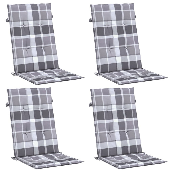 Perne scaun spătar înalt, 4 buc. gri carouri 120x50x3 cm textil - WALTI WALTI