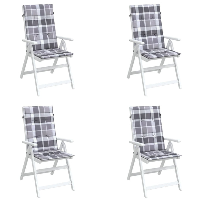 Perne scaun spătar înalt, 4 buc. gri carouri 120x50x3 cm textil - WALTI WALTI