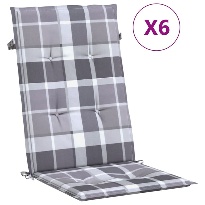 Perne scaun spătar înalt, 6 buc. gri carouri 120x50x3 cm textil - WALTI WALTI