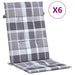 Perne scaun spătar înalt, 6 buc. gri carouri 120x50x3 cm textil - WALTI WALTI