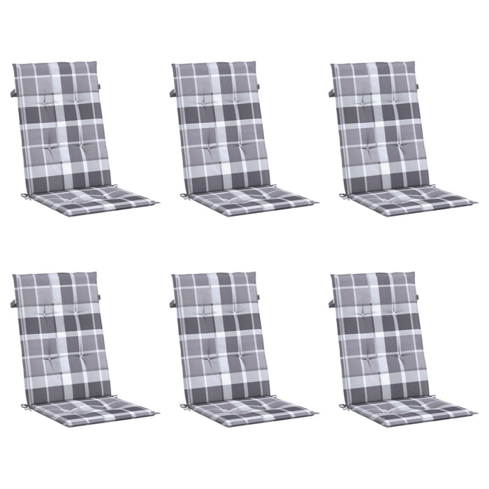 Perne scaun spătar înalt, 6 buc. gri carouri 120x50x3 cm textil - WALTI WALTI