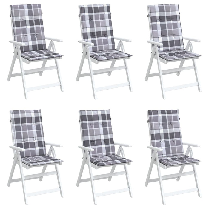 Perne scaun spătar înalt, 6 buc. gri carouri 120x50x3 cm textil - WALTI WALTI