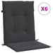 Perne cu spătar mic, 6 buc., negru, 100x50x3 cm, textil oxford - WALTI WALTI