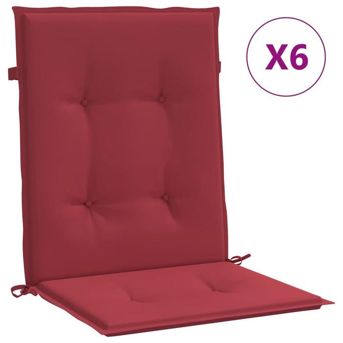 Perne cu spătar mic, 6 buc. roșu vin 100x50x3 cm textil oxford WALTI