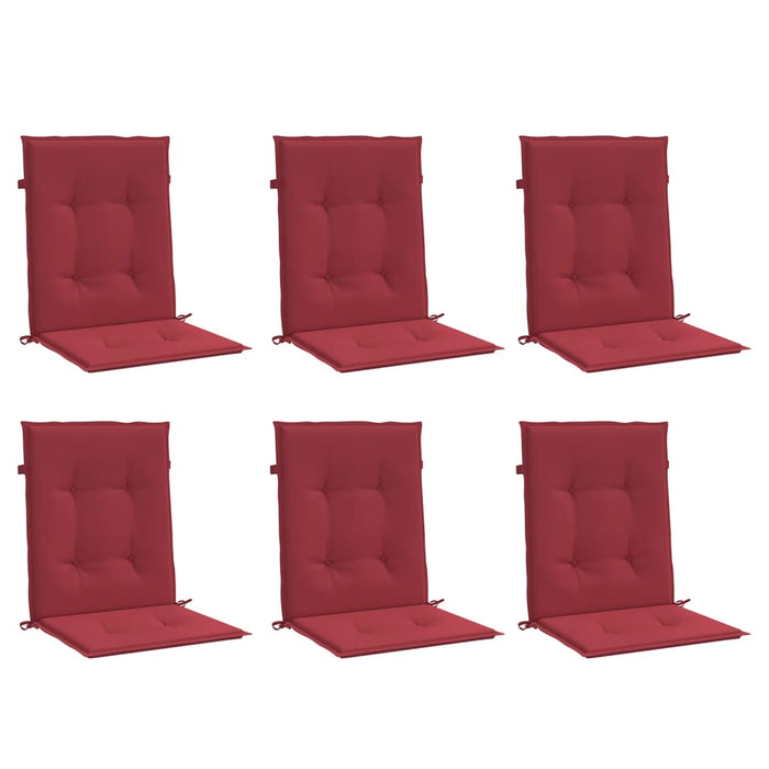 Perne cu spătar mic, 6 buc. roșu vin 100x50x3 cm textil oxford WALTI