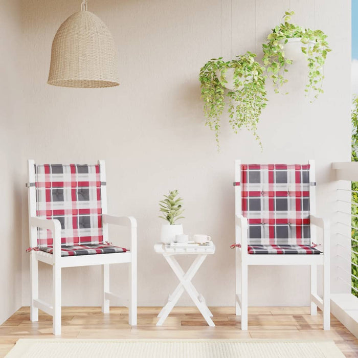 Perne cu spătar roșu carouri, 2 buc., 100x50x3cm, textil Oxford WALTI