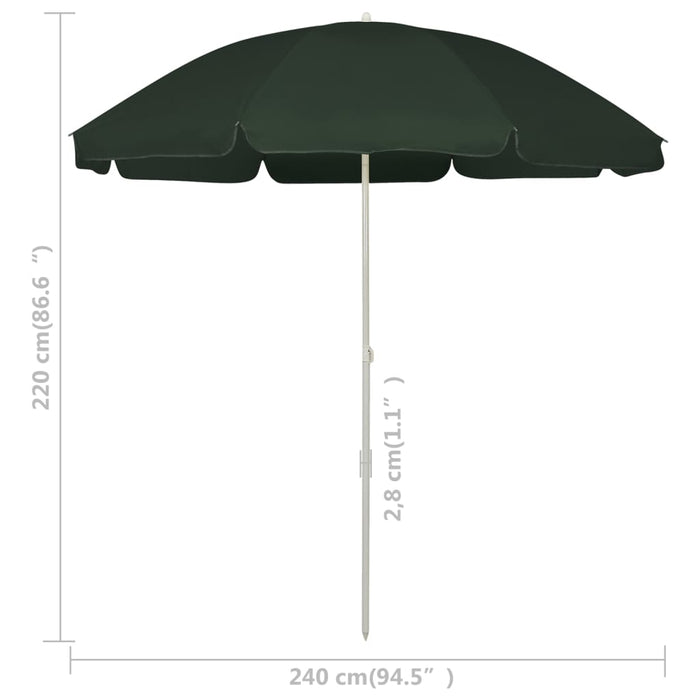 Umbrelă de soare de plajă, verde, 240 cm - WALTI WALTI
