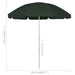 Umbrelă de soare de plajă, verde, 240 cm - WALTI WALTI