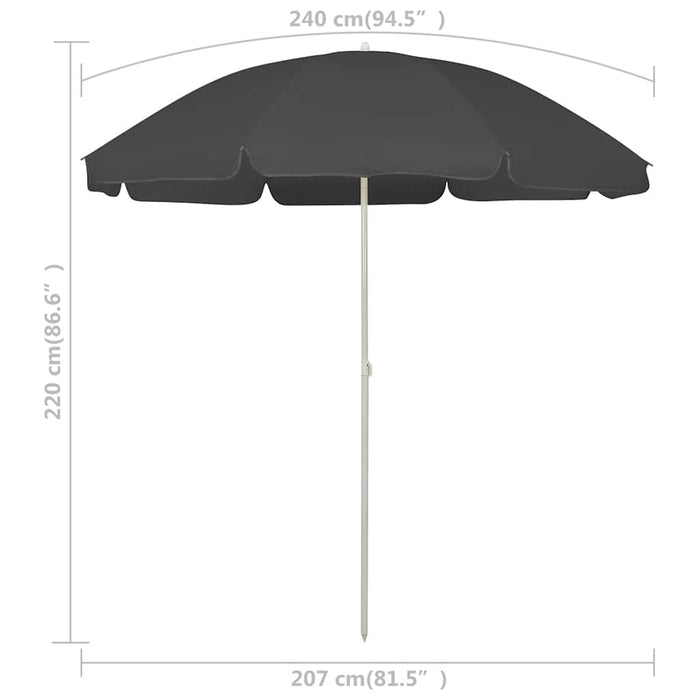 Umbrelă de soare de plajă, antracit, 240 cm WALTI