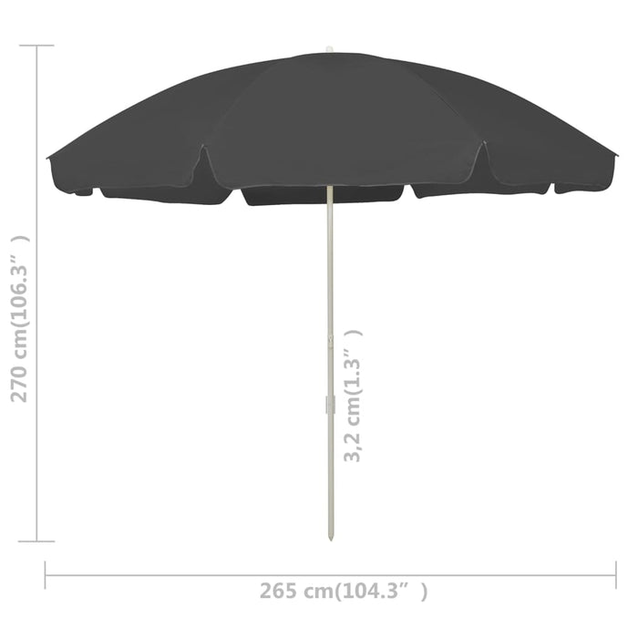 Umbrelă de soare de plajă, antracit, 300 cm WALTI