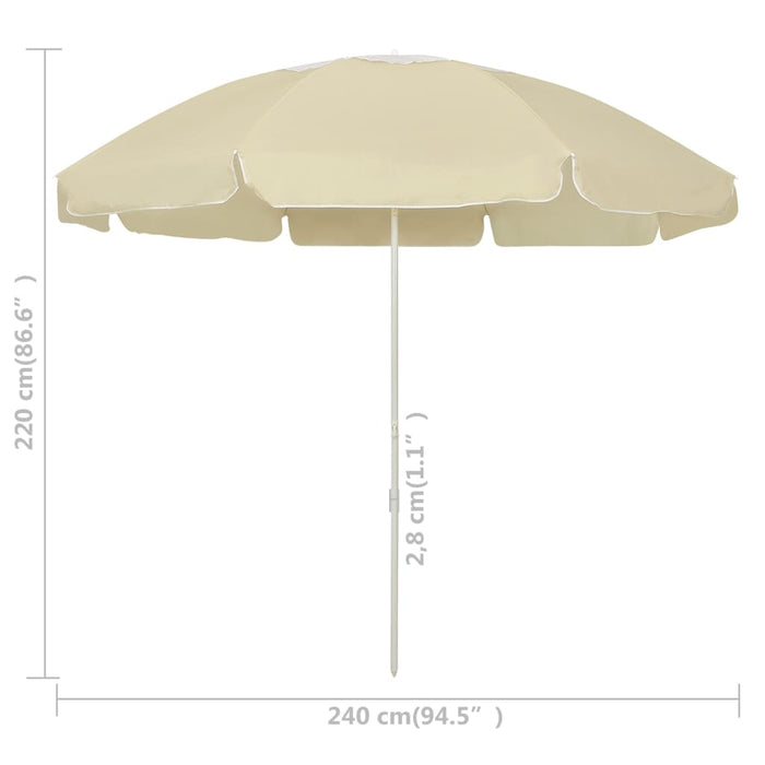 Umbrelă de soare de plajă, galben nisipiu, 240 cm - WALTI WALTI