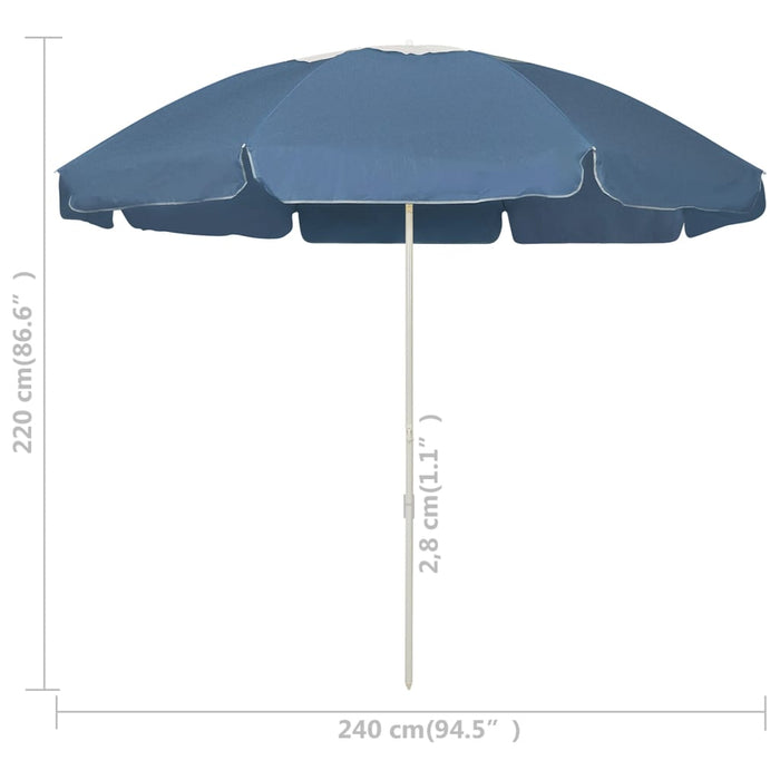 Umbrelă de soare de plajă, albastru, 240 cm - WALTI WALTI