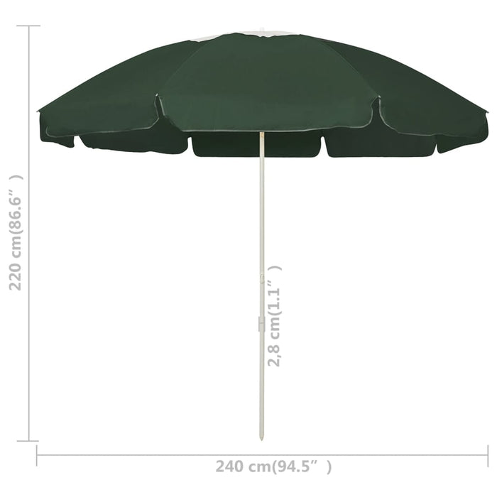 Umbrelă de soare de plajă, verde, 240 cm - WALTI WALTI