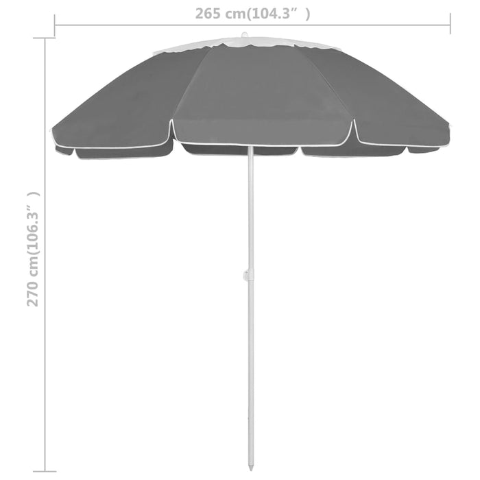 Umbrelă de soare de plajă, antracit, 300 cm - WALTI WALTI
