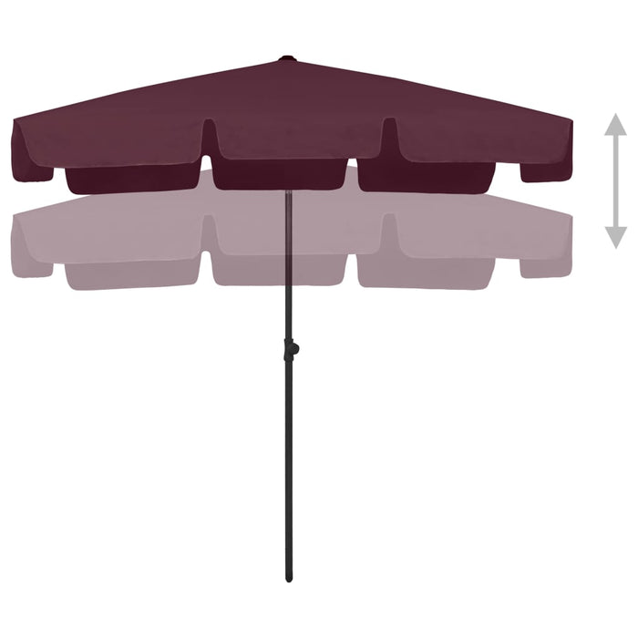 Umbrelă de soare de plajă, roșu bordo, 200x125 cm WALTI