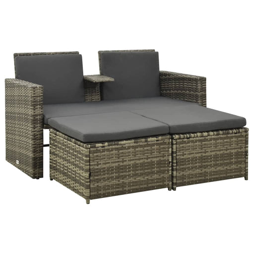 Set mobilier de grădină cu perne, 3 piese, gri, poliratan - WALTI WALTI